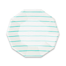 Load image into Gallery viewer, Aqua Frenchie Striped Large Plates