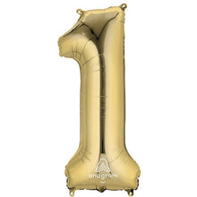 Load image into Gallery viewer, White Gold Foil Number Balloon with Helium