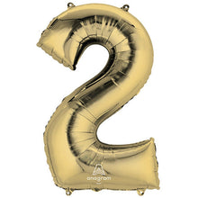 Load image into Gallery viewer, White Gold Foil Number Balloon with Helium