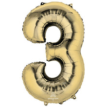 Load image into Gallery viewer, White Gold Foil Number Balloon with Helium