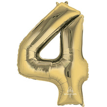 Load image into Gallery viewer, White Gold Foil Number Balloon with Helium
