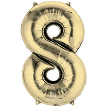 Load image into Gallery viewer, White Gold Foil Number Balloon with Helium