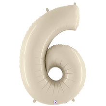 Load image into Gallery viewer, White Sand Foil Number Balloon with Helium