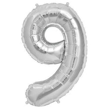 Load image into Gallery viewer, Silver Foil Number Balloon with Helium
