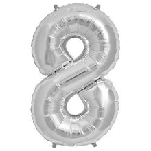 Load image into Gallery viewer, Silver Foil Number Balloon with Helium