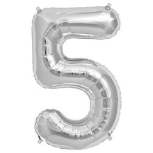 Load image into Gallery viewer, Silver Foil Number Balloon with Helium