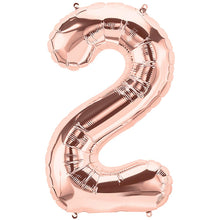 Load image into Gallery viewer, Rose Gold Foil Number Balloon with Helium