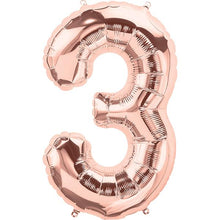 Load image into Gallery viewer, Rose Gold Foil Number Balloon with Helium