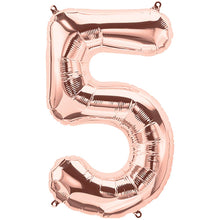 Load image into Gallery viewer, Rose Gold Foil Number Balloon with Helium