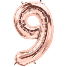 Load image into Gallery viewer, Rose Gold Foil Number Balloon with Helium