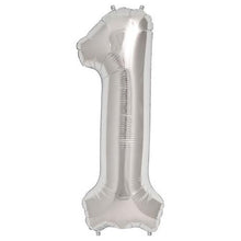 Load image into Gallery viewer, Silver Foil Number Balloon with Helium