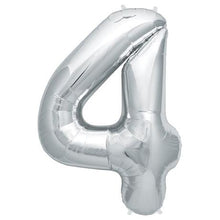 Load image into Gallery viewer, Silver Foil Number Balloon with Helium