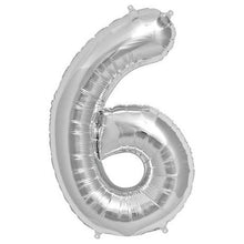 Load image into Gallery viewer, Silver Foil Number Balloon with Helium