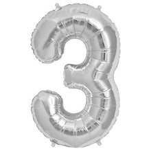 Load image into Gallery viewer, Silver Foil Number Balloon with Helium