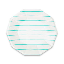 Load image into Gallery viewer, Aqua Frenchie Striped Large Plates
