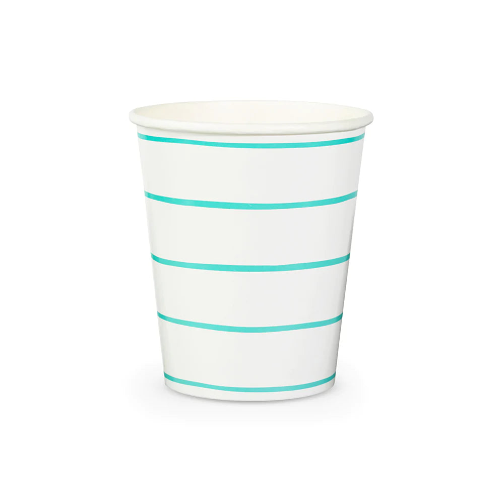 Aqua Frenchie Striped Cups