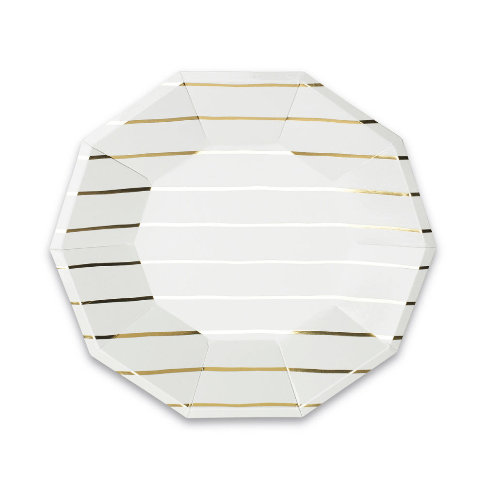 Gold Frenchie Striped Large Plates