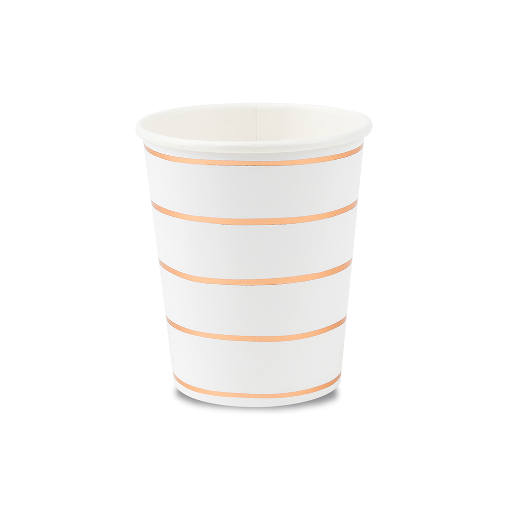 Rose Gold Frenchie Striped Cups