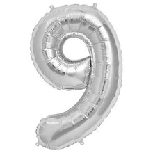 Load image into Gallery viewer, Silver Foil Number Balloon with Helium
